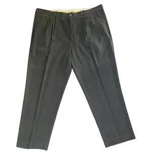 Tommy Bahama Dress Pants Mens 42x30 Black Silk Rayon Pleated Herringbone Luxury